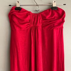 Red Strapless Maxi Dress